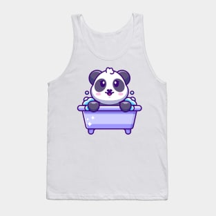 Cute panda in a bathtub cartoon character Tank Top